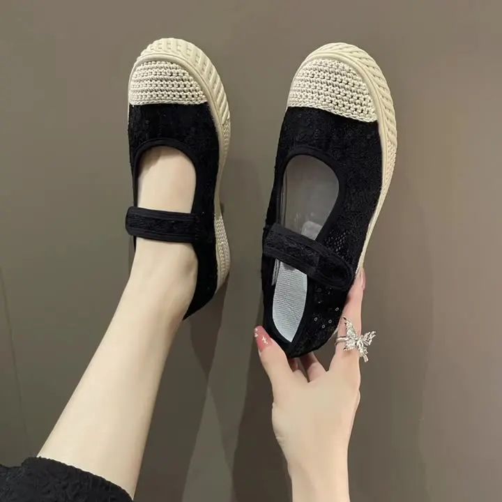 

Shoes Woman Flats Round Toe Casual Female Sneakers Clogs Platform Modis Dress New Small Creepers 2023 Summer Leisure Hook & Loop