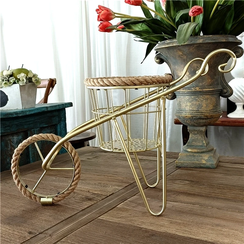 Винтажная тачка с изображением льда цветочный горшок ручная работа пеньковая