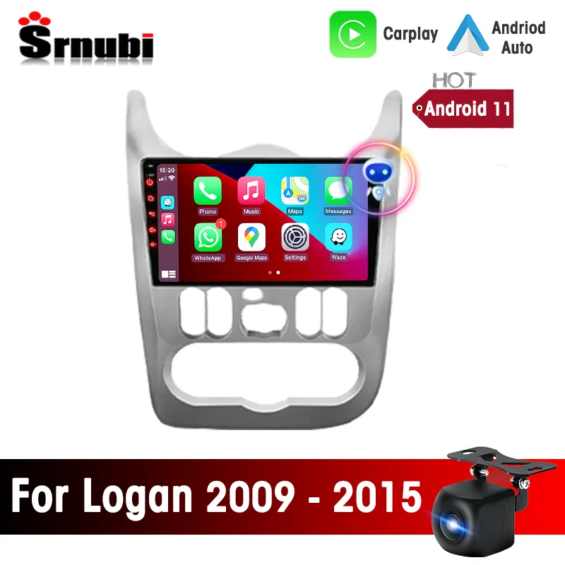 

Srnubi Android 11 2 Din for Renault Logan 1 Sandero 2009 - 2015 Largus Dacia Duster Car Radio Multimedia Player Carplay Stereo