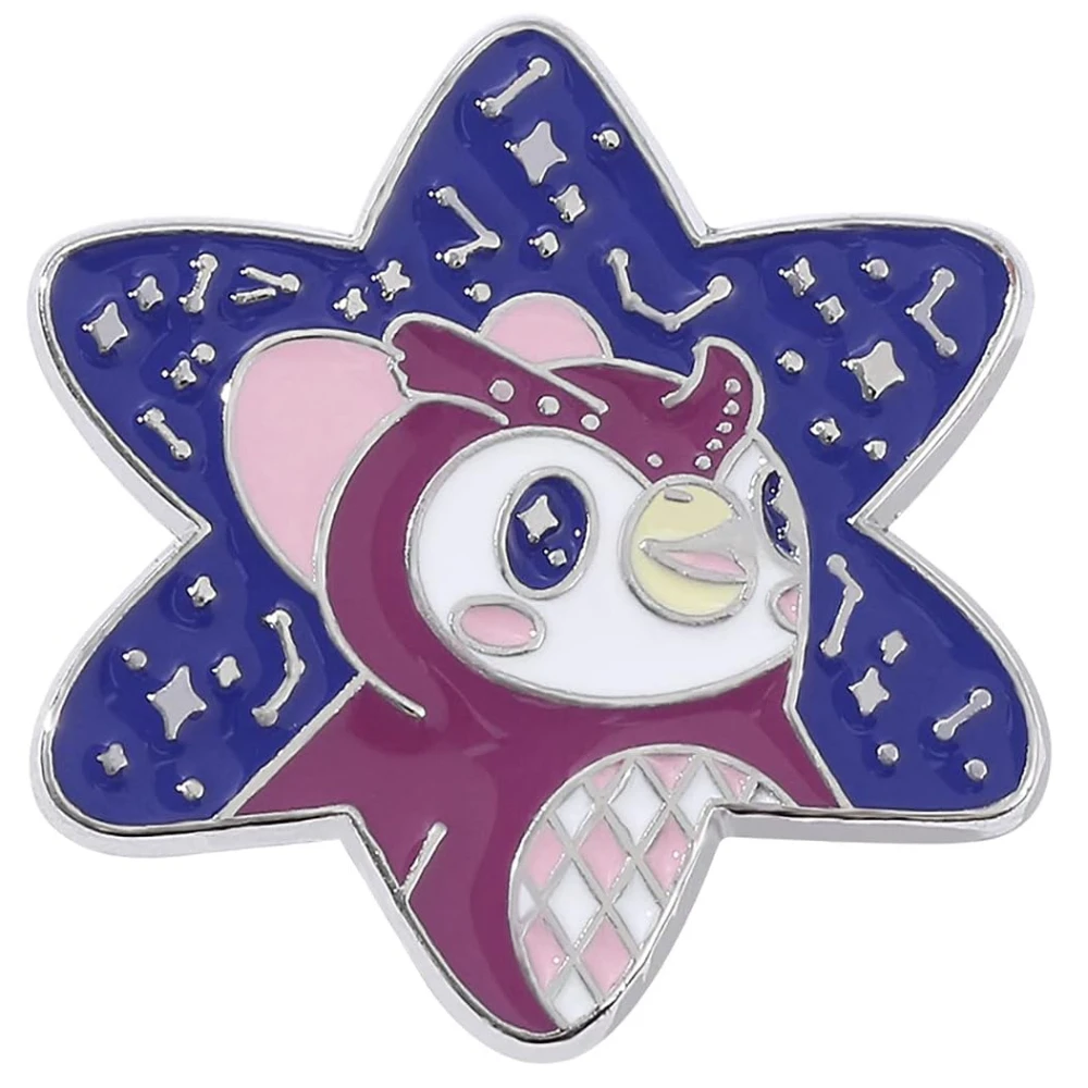 

Animal Crossing New Hori-zons Enamel Pins, Cute Owl Blathers Sister Brooch Metal Purple Owl Lapel Pins for Backpack Collection
