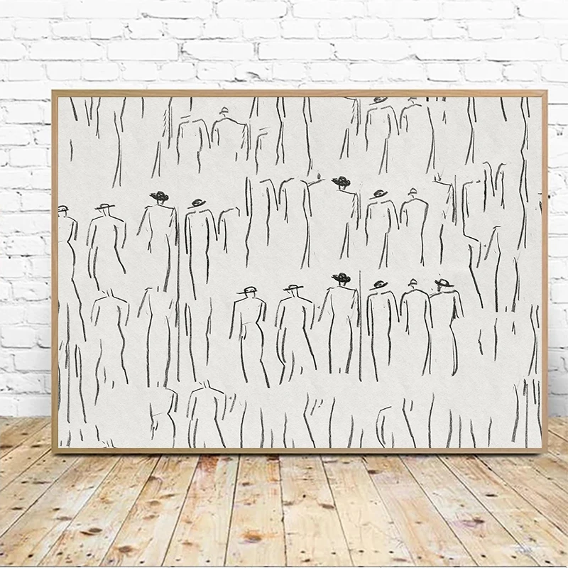 Абстрактная линия обычный плакат винтажный рисунок Картина на холсте