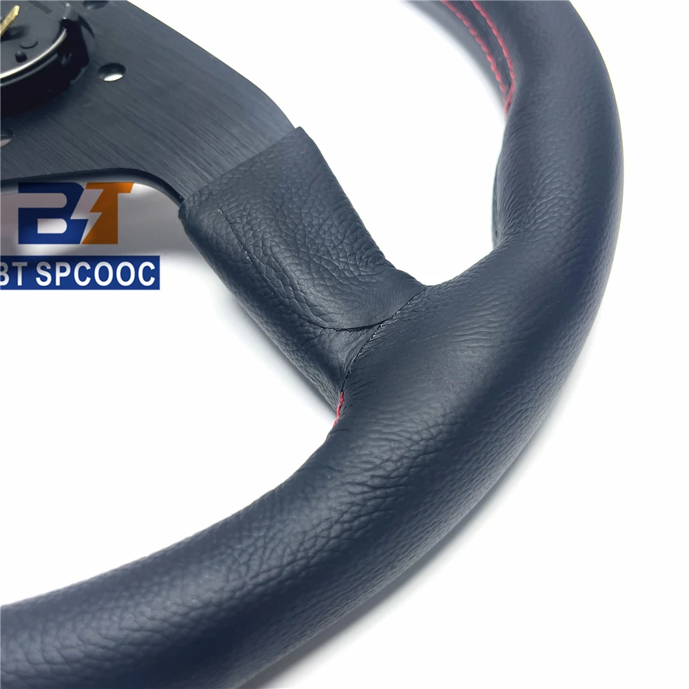 14 дюймовый гоночный руль из коровьей кожи плоская натуральная кожа с узором Личи