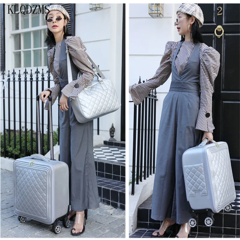 KLQDZMS Small Retro Diamond Suitcase Set 16