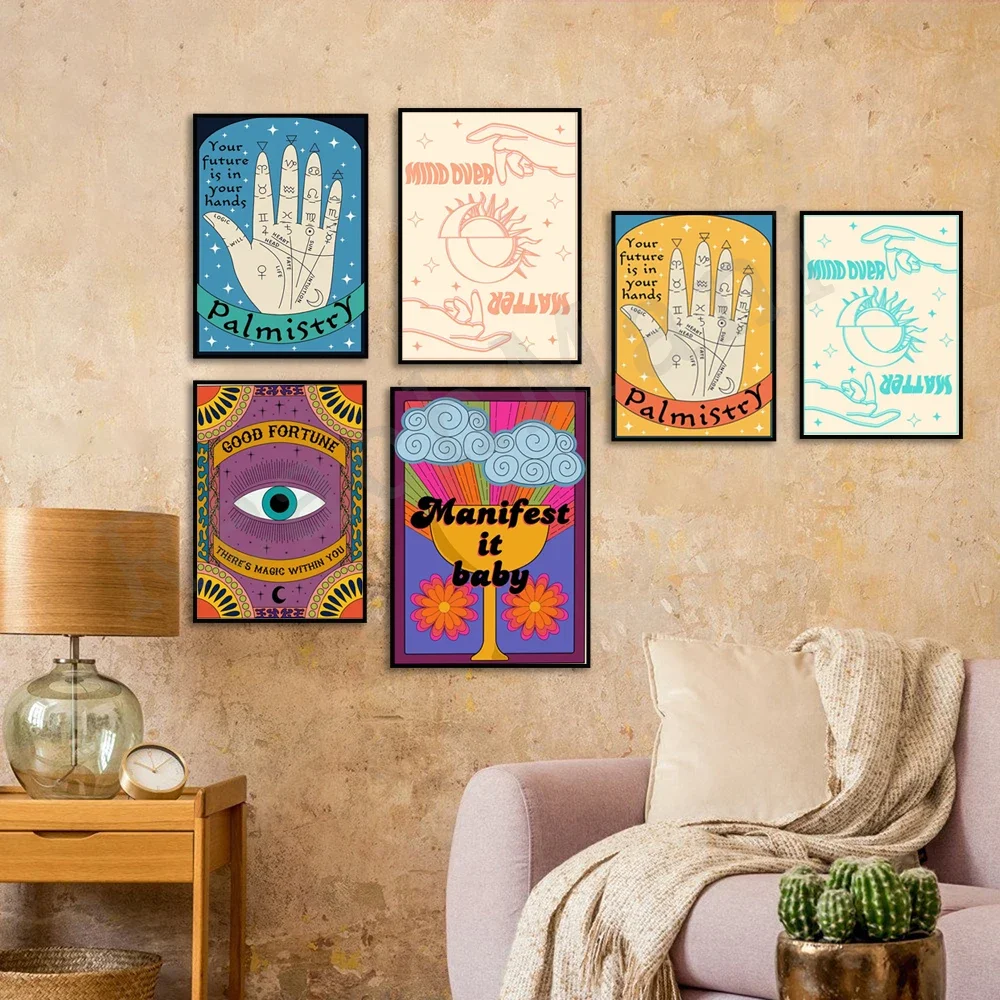 Паломанство винтажный принт Теллера удачи минималистское небесное искусство