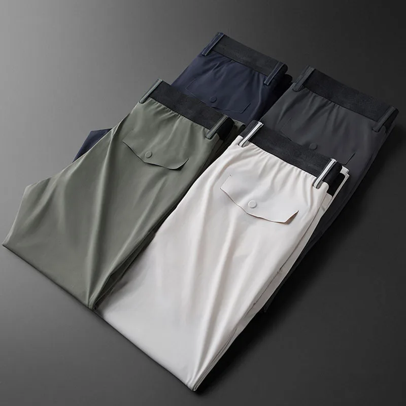 

Брюки мужские деловые, не требующие глажки, с защитой от морщин, повседневные облегающие, для работы в деловом стиле, легкие, для весны и лета, m