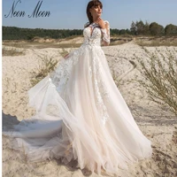 elegant a line wedding dresses 2022 for women lace appliques bride dress illusion button backless bridal gown vestido de novia