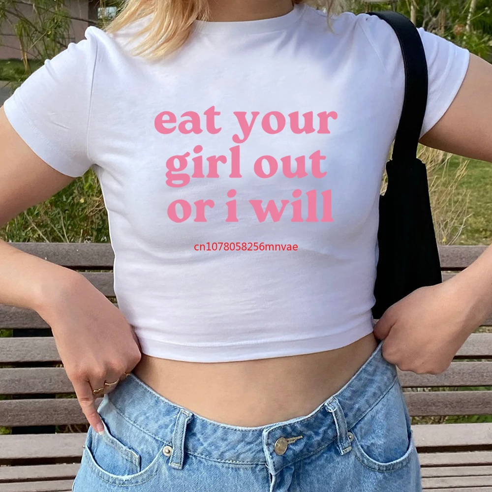 Женский кроп-топ Eat Your Girl Out or I Will NoEnName_Null
