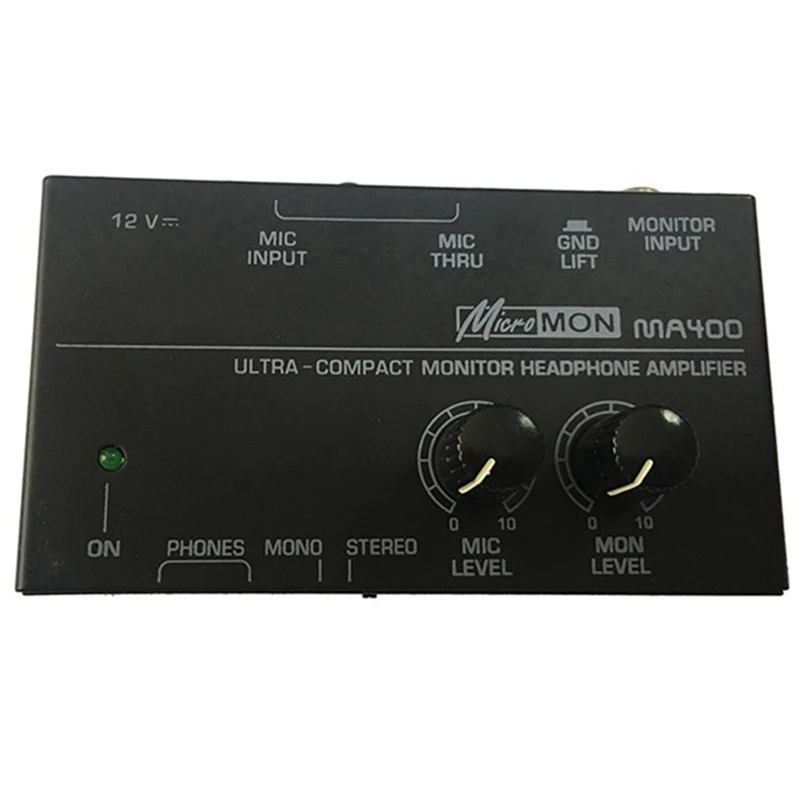 MA400 Headphone Preamplifier Microphone Audio 6.35Mm &amp 3.5Mm Outputs Mixer US Plug