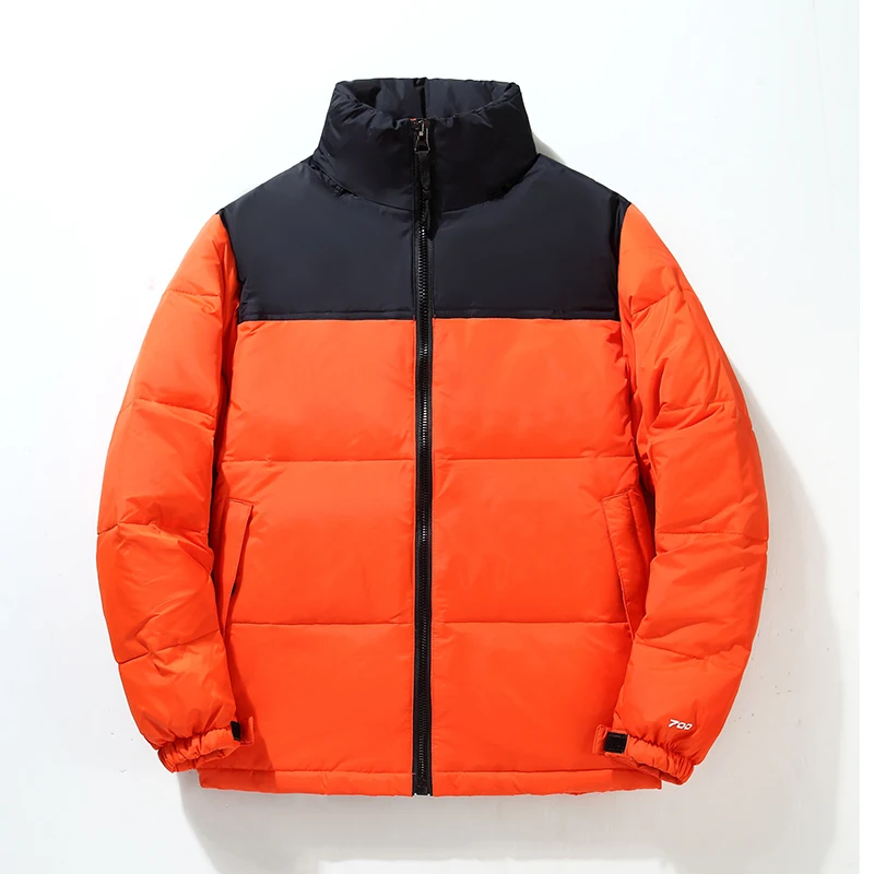 Thick Warm Men's Winter Jacket Hooded Duck Down Parka Coat Casual Slim Patchwork Lightweight Overcoat Stand Collar Bread Coat
