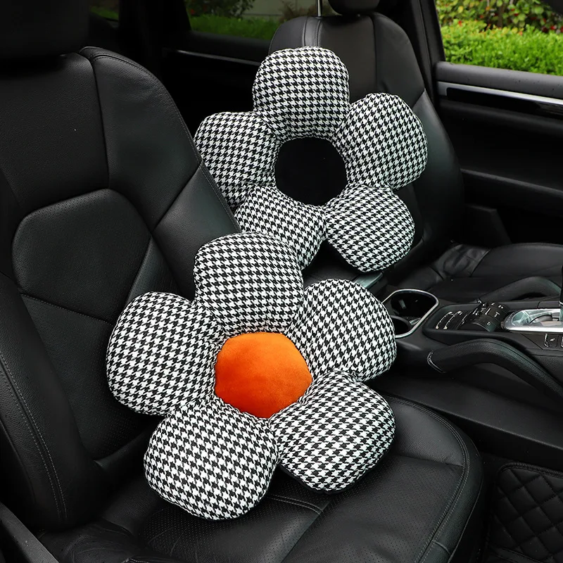 

Classic Flower Shape Car Waist Pillow Soft Plush Car Seat Cushion Lumbar Support Rest Auto Interior Ornaments For Car Home Decor