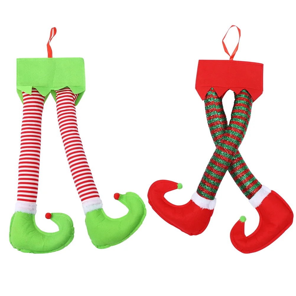

2pcs Christmas Tree Decoration Christmas Lanyard Elf Leg Pendants Xmas Gift