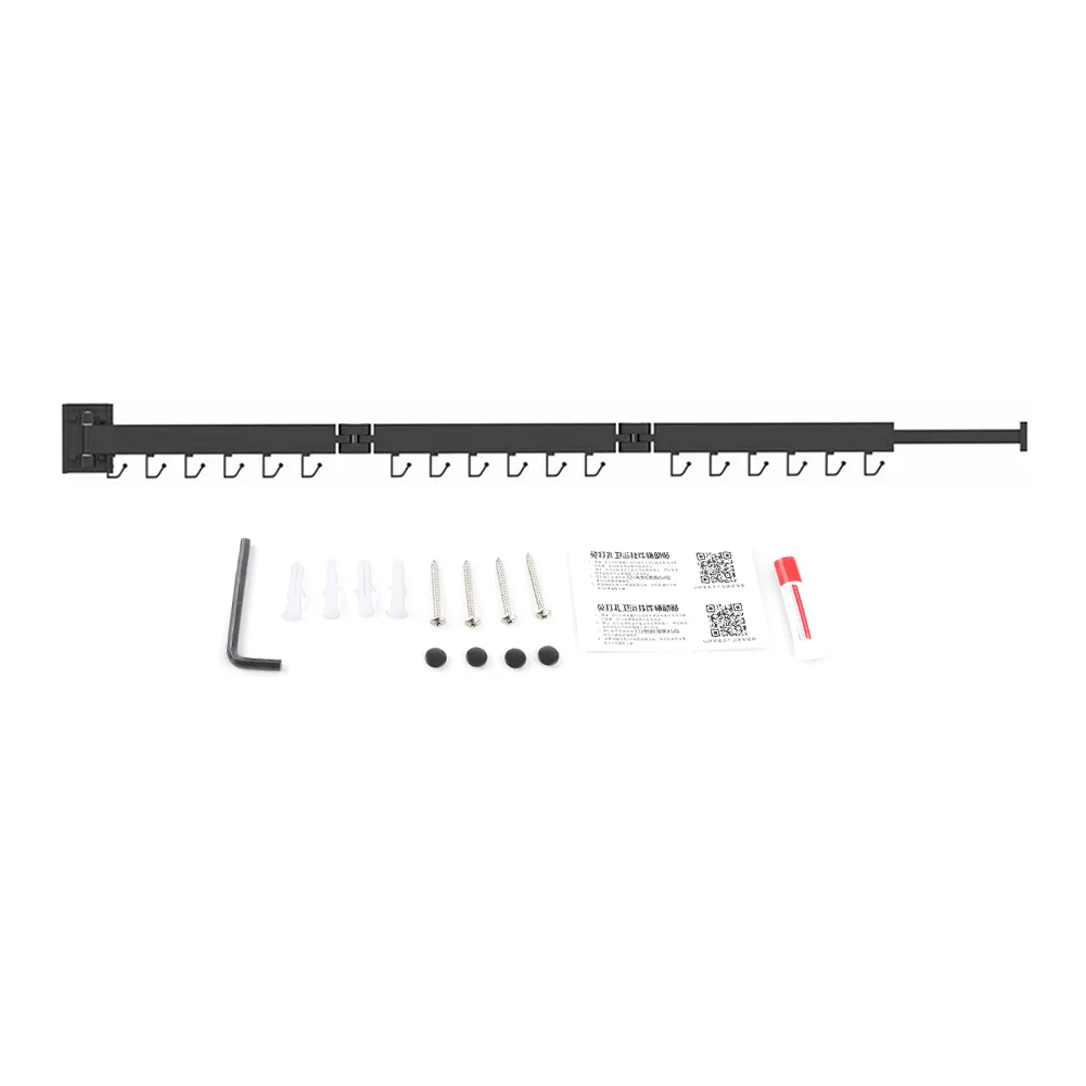 

Indoor Foldable Home Collapsible 120cm Space Saving Wall Mounted With Hooks Hanging Clothes Drying Rack Multifunctional Balcony