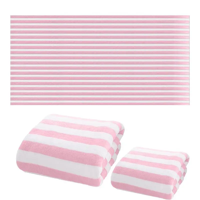 

Stripe Towel Set Quick Drying Coral Velvet Towels Set For Shower Fade Resistant Bath Stripe Towels Multipurpose Use For Hotel