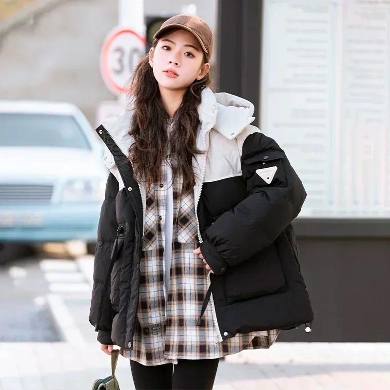 Женская куртка Color Clash на шнурке пуховики плотные теплые снежные новая верхняя