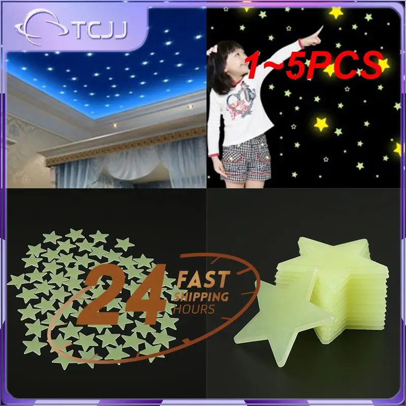 

1~5PCS Luminous Star Wall Sticker Luminous Fluorescent 3D Kids Bedroom Ceiling Home Dark Place Star Wall Stickers
