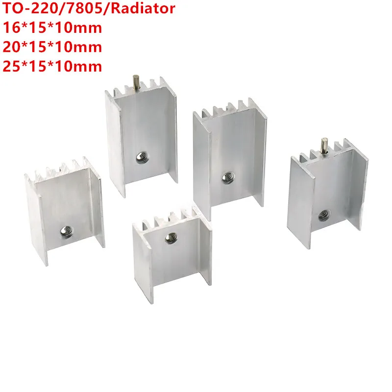 

10Pcs Aluminum Triode TO-220/7805 Heat Sink 15*10*16/20/25mm With Needle Radiator 16X15X10mm 20X15X10mm 25X15X10mm