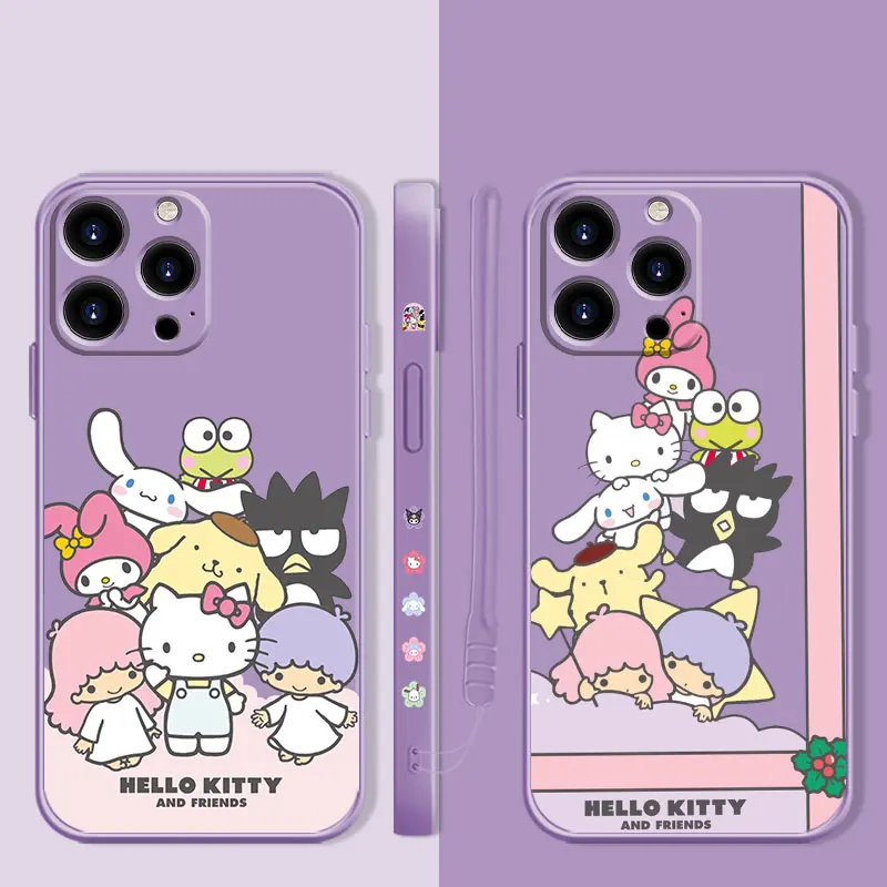Hello Kitty And Friends Christmas Gift Liquid Case For Apple iPhone 14 13 12 11 Pro Max 13 12 Mini XS XR X 7 8 6 6S Plus Cover