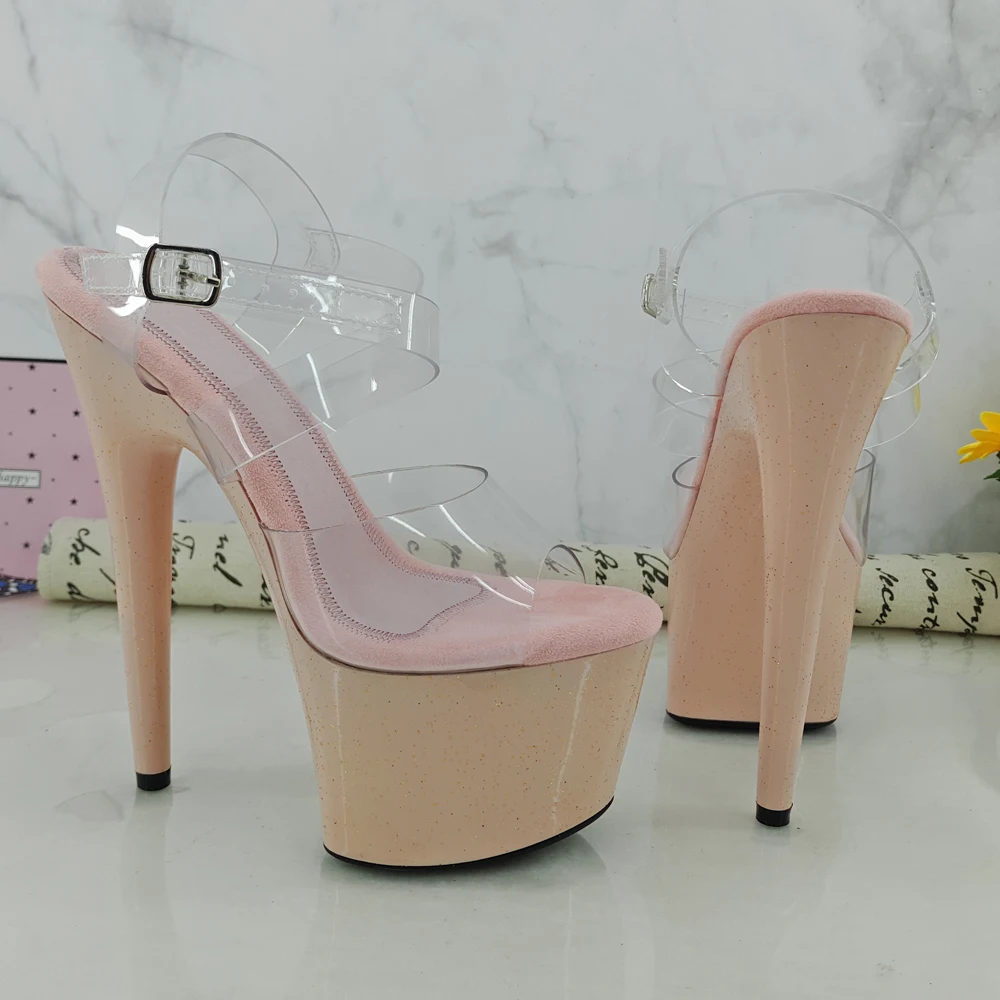 Leecabe 17cm/7inch beige Heels fancy pole dance lady shoe high heel platform pole dance shoes