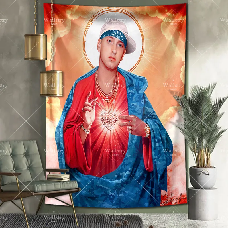 Holy Figures Jesus Pattern Large Fabric Wall Covering Meme Tapestry Aesthetic Bedroom Decor Carpet Background Cloth Yoga Mats