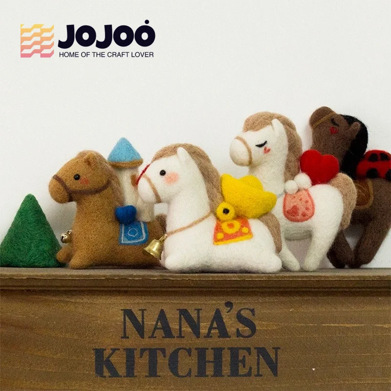 

JoJoo manual DIY wool felt material bag doll horse Fabric Handcraft Needle Felting Kit Doll Accessories handmade Birthday Gifts