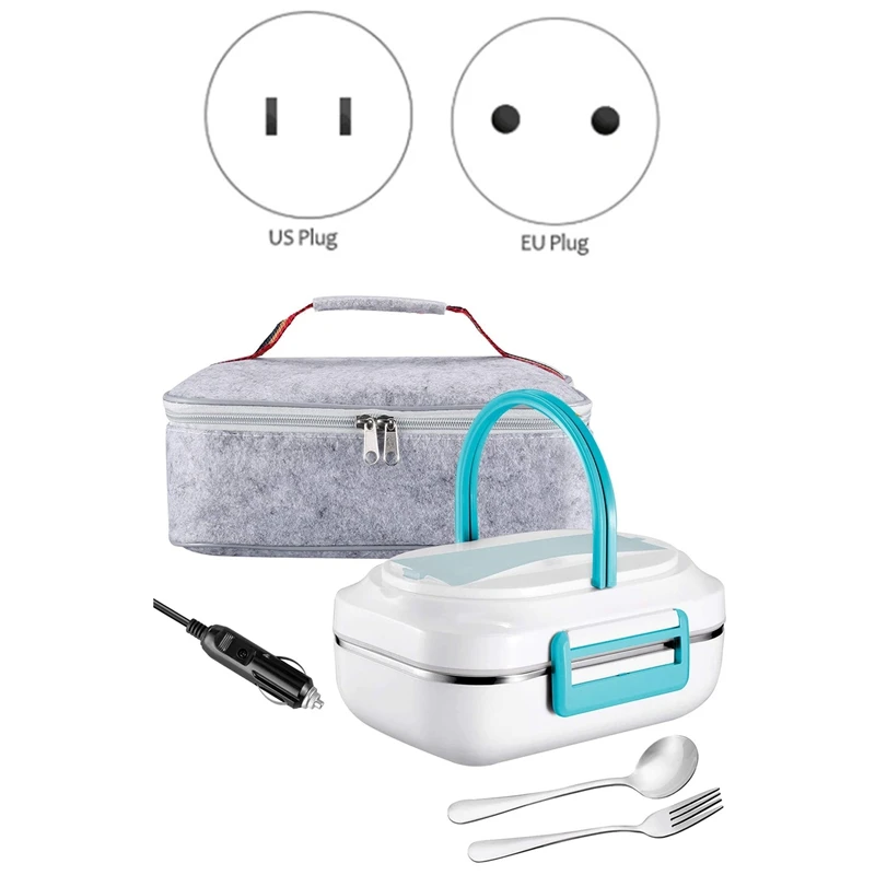 

Electric Bento Box 2 In 1 Food Heater Warmer Stainless Steel Container Portable For Car/Office/School Home