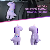 new ergonomic car seat belt pads cartoon auto seat belt unicorn doll child safety strap set cover comfort plush seatbelt pillow
