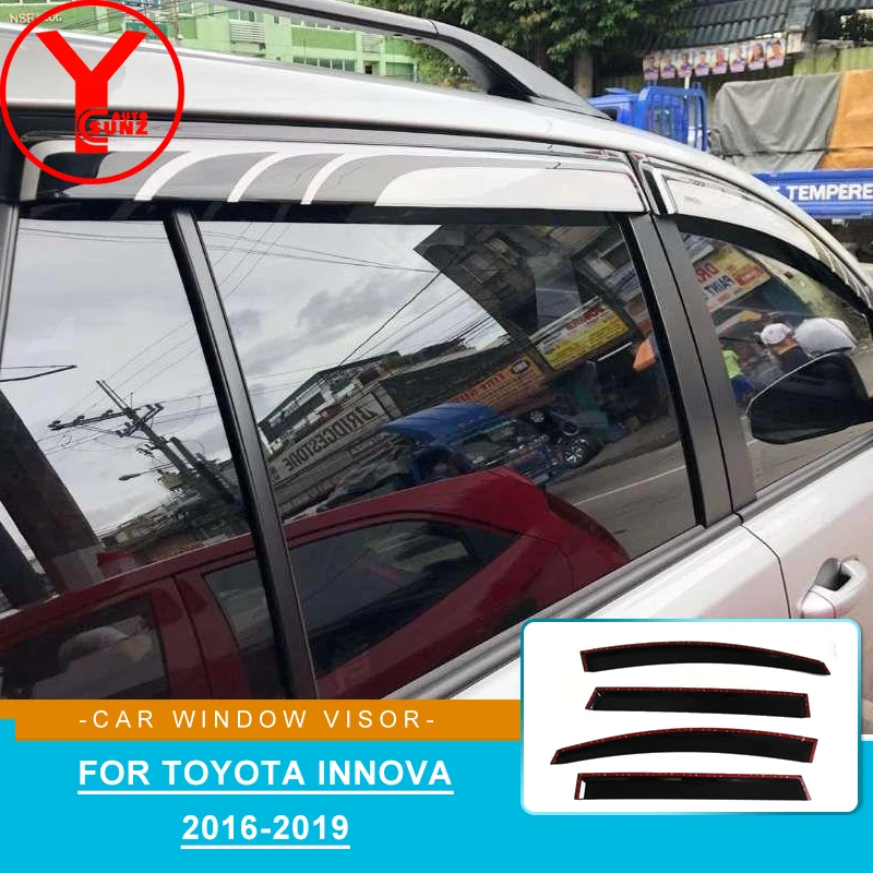 Window Visor Vent Shades Sun Rain Guard Side Window Deflectors For Toyota Innova 2016 2017 2018 2019 Car Protector Accessories