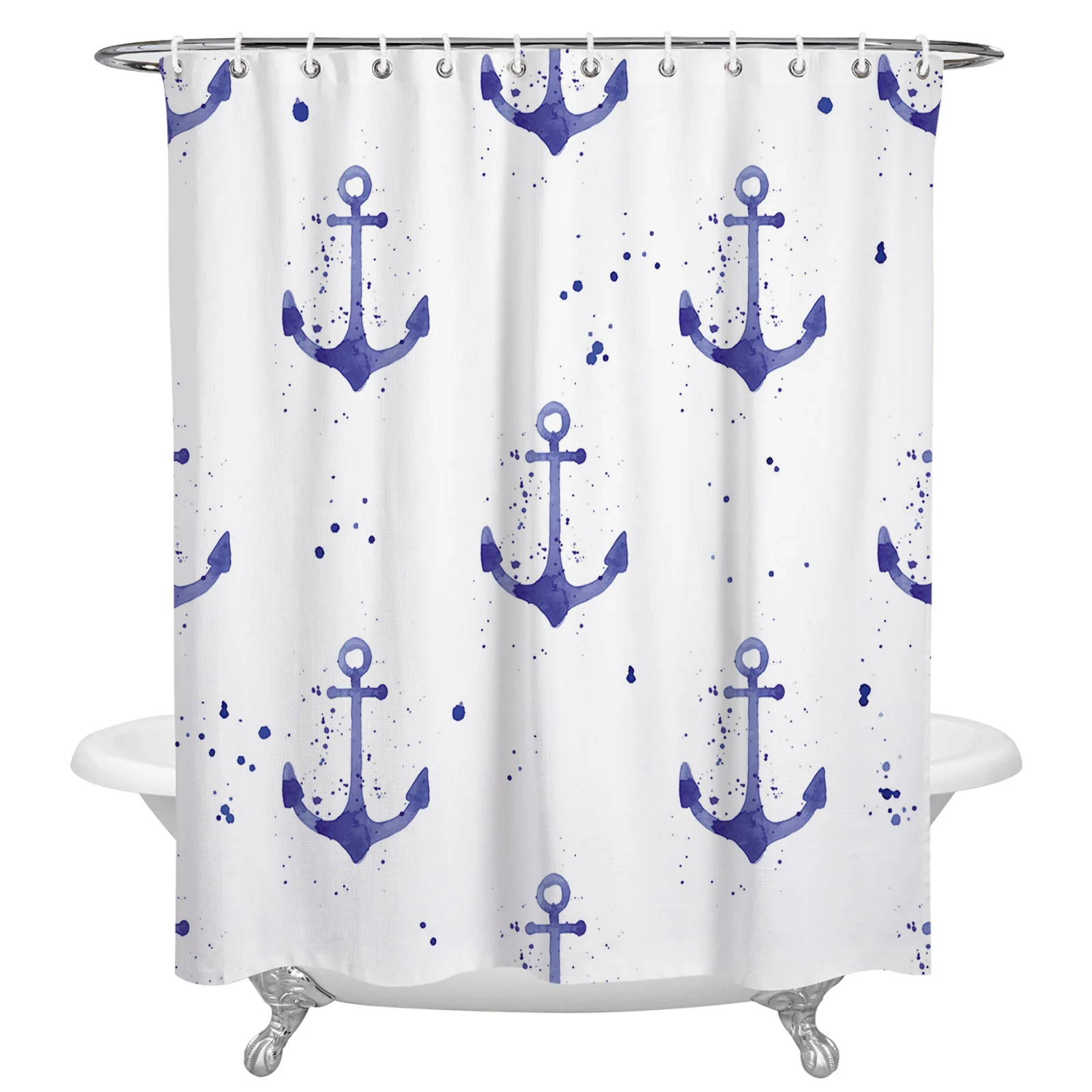 

Водонепроницаемая занавеска для душа с голубым якорем, Полиэстеровая занавеска для ванной комнаты, декор для ванной комнаты