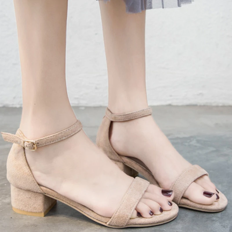 

Rimocy Ankle Strap Low Heel Sandals Women Comfortable Thick Heeled Shoes Woman 2022 Buckle Straps Summer Open Toe Sandalias