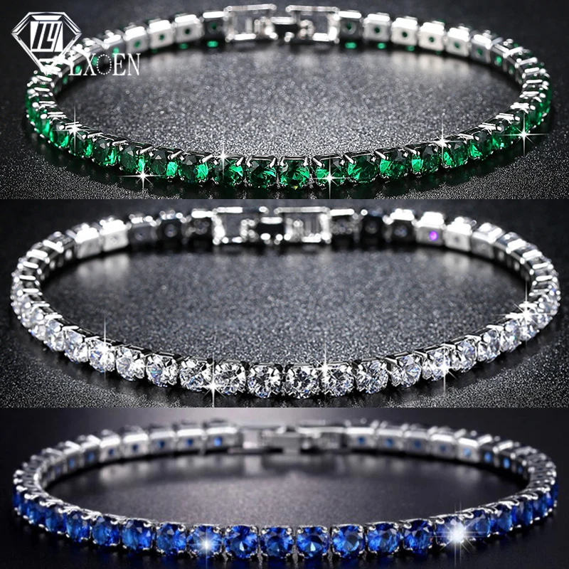 LXOEN Luxury Tennis Bracelets for Women Simple Round Crystal Gold Color Bangle Chain Wedding Girl Gift Jewelry Gift