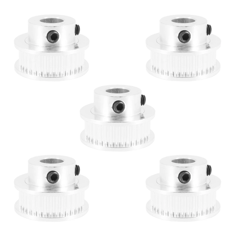 

5X Aluminum GT2 36 Teeth 8Mm Bore Timing Belt Pulley Flange Synchronous Wheel For 3D Printer