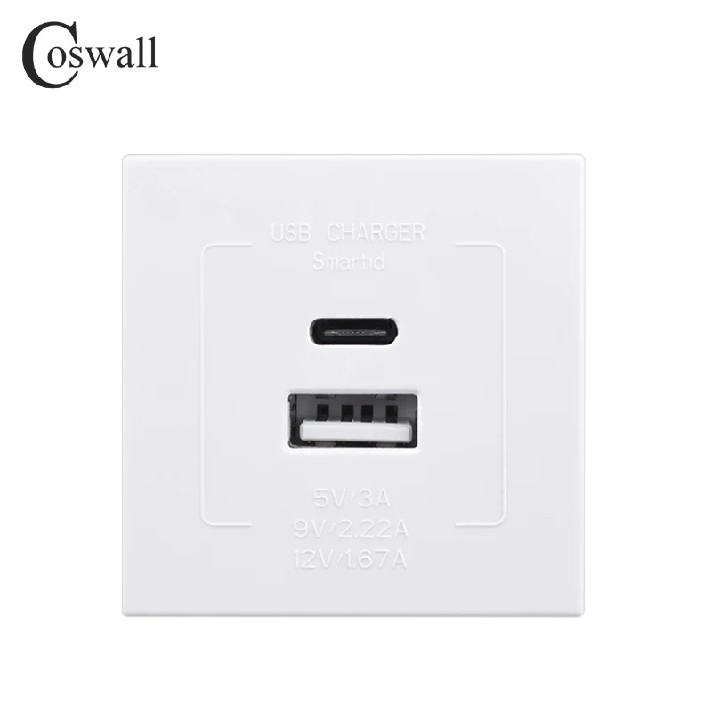 

Coswall E45 / P45 двойная USB зарядка 20Вт белый/черный