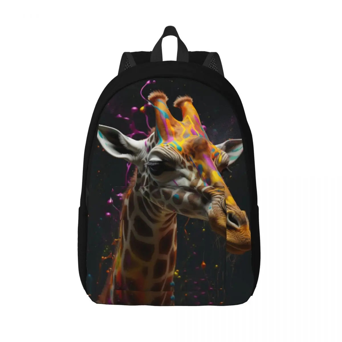 

Giraffe Canvas Backpacks Explosion Liquid Splash Trekking Big Backpack Funny Bags