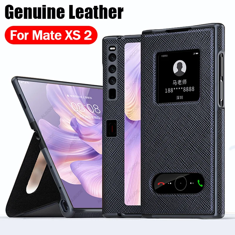 

Флип-чехол из натуральной кожи для Huawei Mate XS 2 XS2, умный чехол с окошком для экрана, флип-чехол для Huawei Mate XS 2