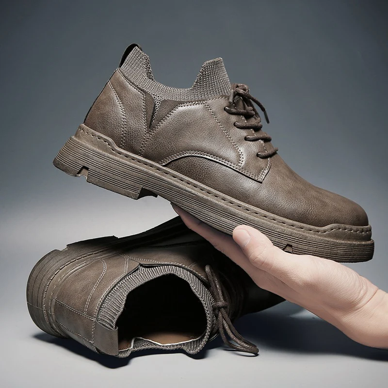 

Мужская повседневная обувь Мужские зимние ботинки с бархатным утеплителем, мужская повседневная обувь, низкие ботильоны в британском стил...