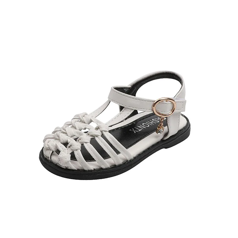 

Girls Roman Sandals 2022 New Summer Princess Woven Children's Fashion Hollow Soft Bottom High-top Beach Shoes Kids Covered Toes