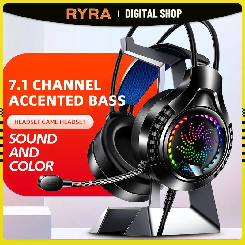 

RYRA Gaming Headsets Led Light Wired Gamer Headphones With Mic Bass Stereo PC Gaming Headset Gift For PS4 PS5 Xbox Game Headset