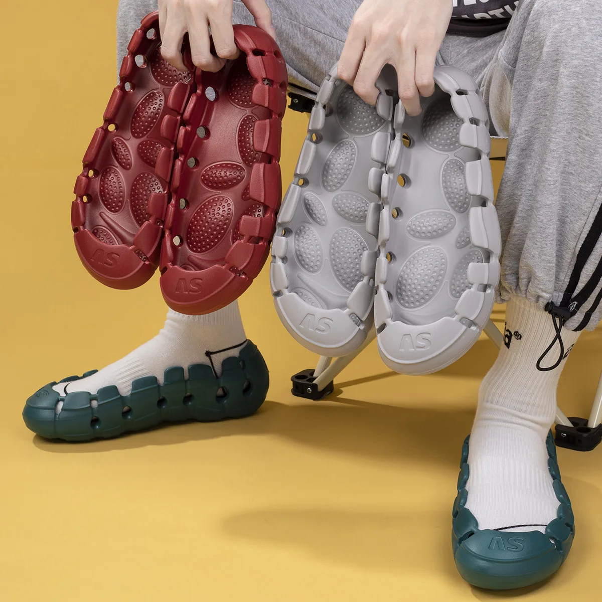 

Summer Sandals and Slippers for Outerwear Wading Fashionable No Upper Convertible Skateboard Slippers