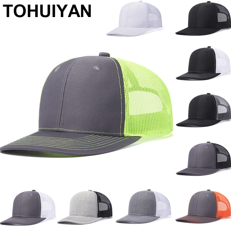 

High Quality Casquette Homme Trucker Cap Summer Mesh Baseball Hats Men Women Strapback Hip Hop Caps Unisex Sun Visor Fishing Hat