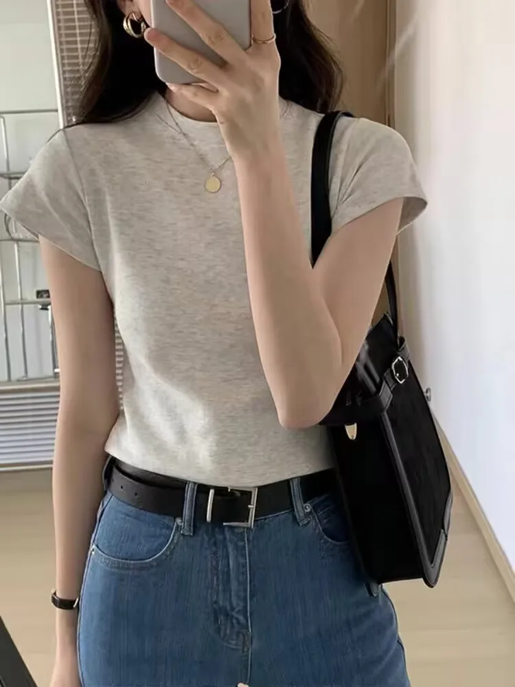 Новое поступление 2025 года корейская версия элегантная трендовая футболка