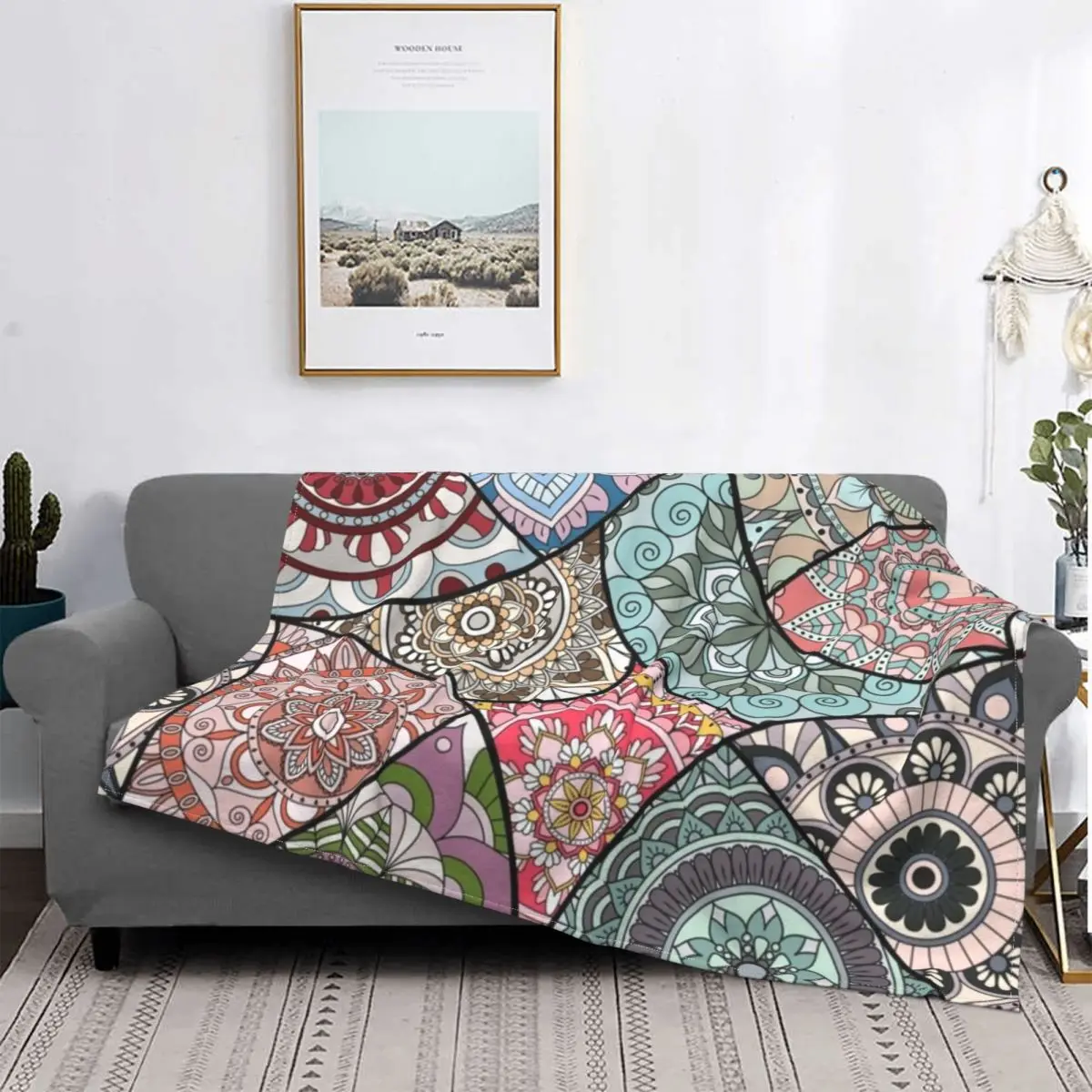 

Удобное богемное одеяло с защитой от пиллинга и выцветания, домашний декор, портативное легкое уличное одеяло для путешествий