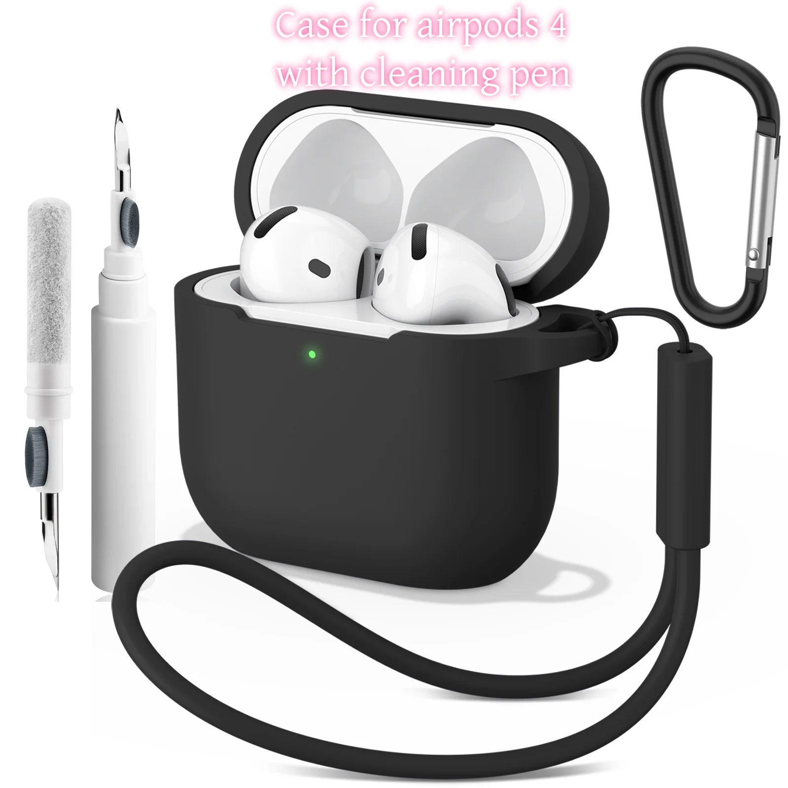 Фото Силиконовые чехлы для Apple Airpods 4 с комплектом очистителя, чехол для беспроводной Bluetooth-гарнитуры для Air Pods 4, защитный чехол для наушников №1