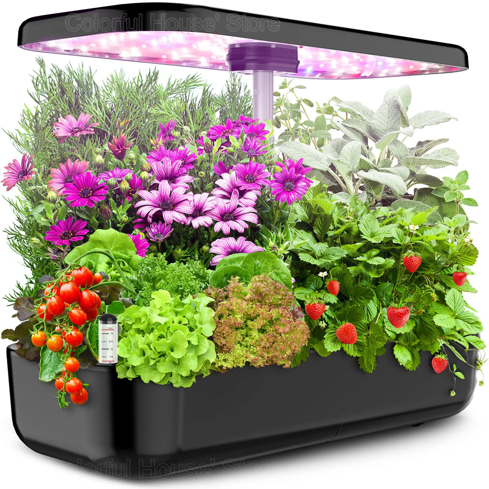 Hydroponics Growing System 12 Pods Indoor Herb Garden Kit Automatic Timing LED Grow Lights Smart Water Pump for Home Flower Pots
