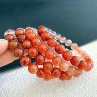 genuine natural red rabbit rutilated quartz bracelet 8mm clear round beads crystal orange rainbow rutilated jewelry aaaaa
