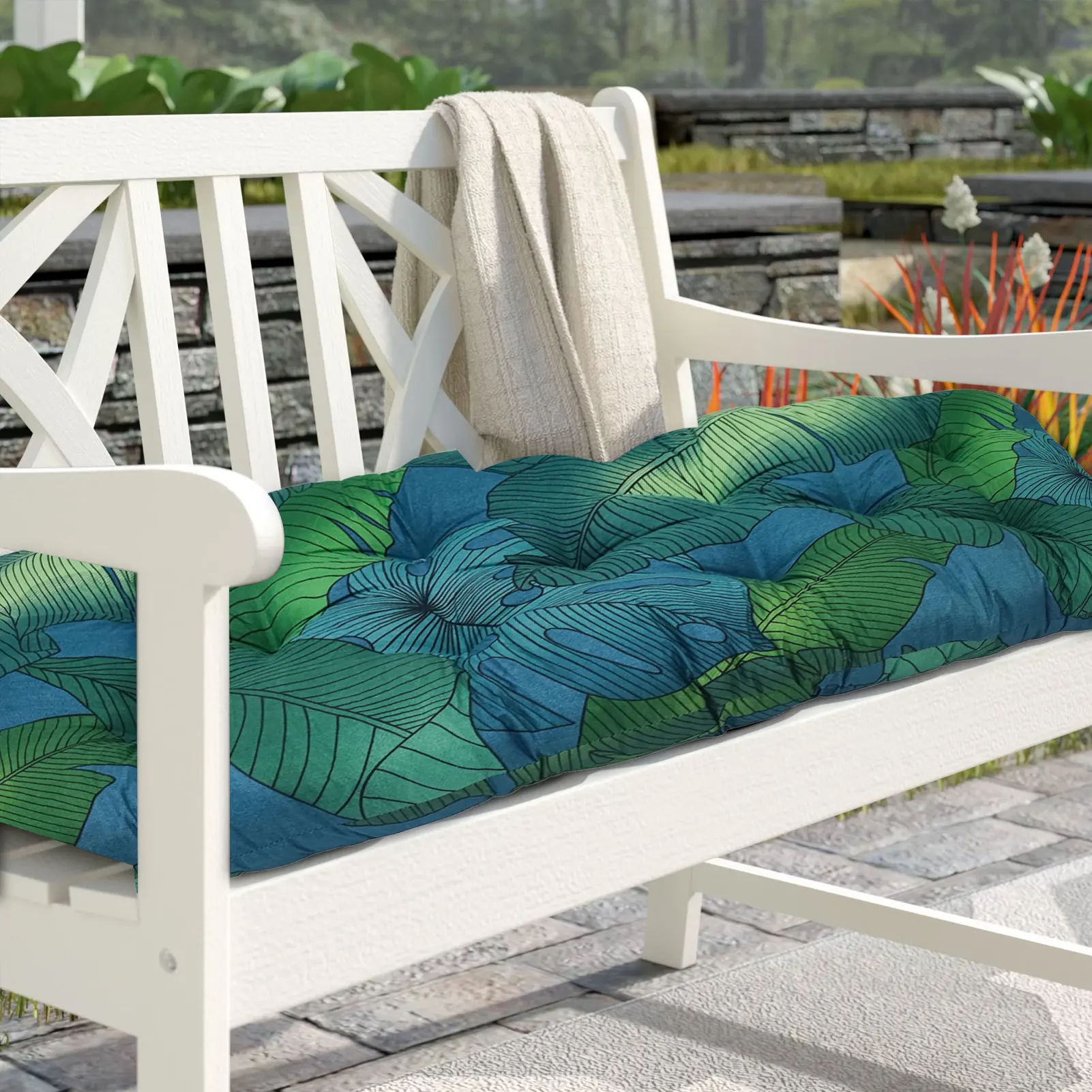 Outdoor Bench Cushion 51.2x19.7in Comfortable Porch Swing Cu