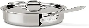 

3-Ply Stainless Steel Sauté Pan with Lid 3 Quart Induction Oven Broil Safe 600F Pots and Pans, Cookware
