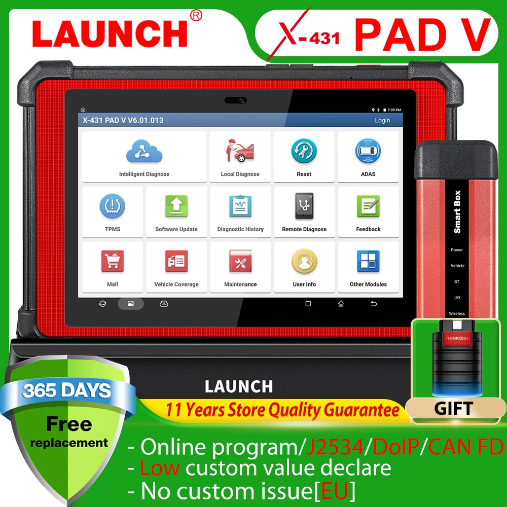 

LAUNCH X431 PAD V автоматическая полная система диагностический инструмент поддержка J2534 онлайн Программирование ключ/ЭБУ кодирование 30 + сброс се...