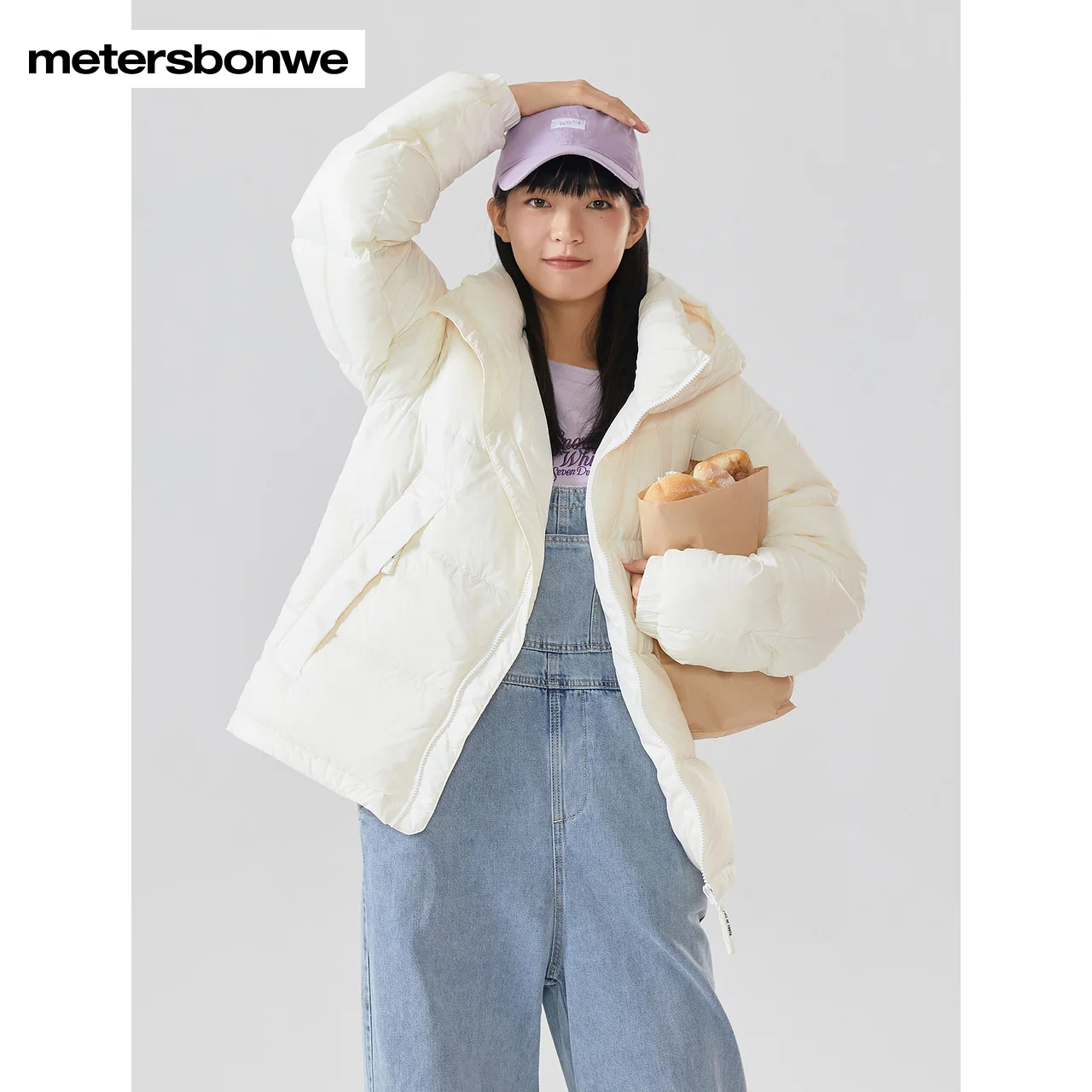 Metersbonwe Solid Color Light Soft Down Wear For Man Loose 90% Duck Down Women's Warm Wear With Hoodied Couple Winter Down Coat