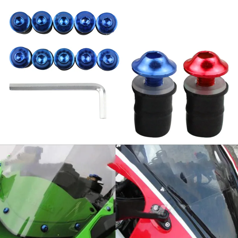 

10pcs CNC Aluminum Motorcycle M5 x 16mm CNC Windscreen Windshield Screw Bolts Nuts Mounting for Suzuki Honda Yamaha
