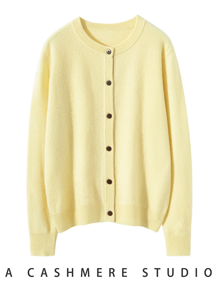 Женский кашемировый кардиган Devin тонкий свитер с круглым вырезом и длинным